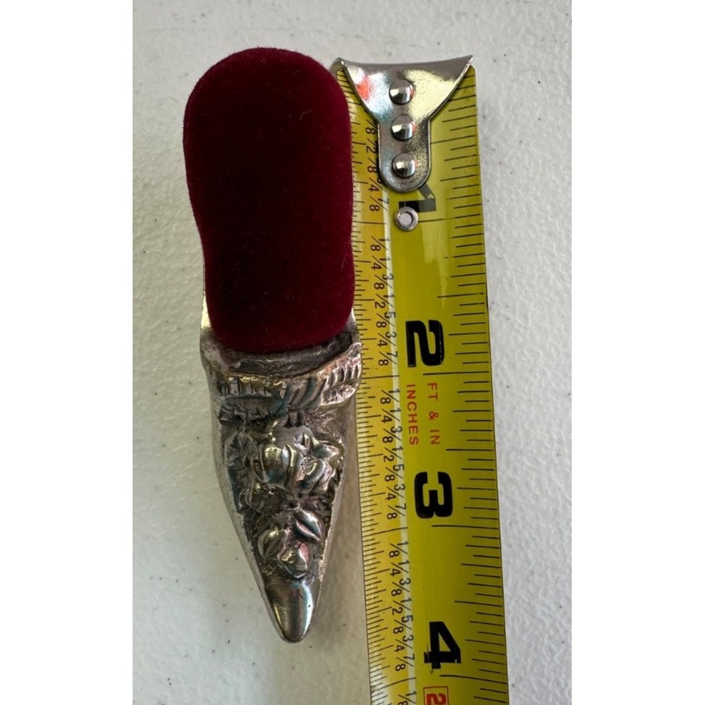 Antique Victorian Womens Shoe Metal Pin Cushion Silver Plate Victoria Trading Co - Picture 8 of 9